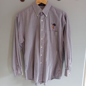 Smith & James Clemson Tigers Checkered Button Down Shirt Medium Purple White